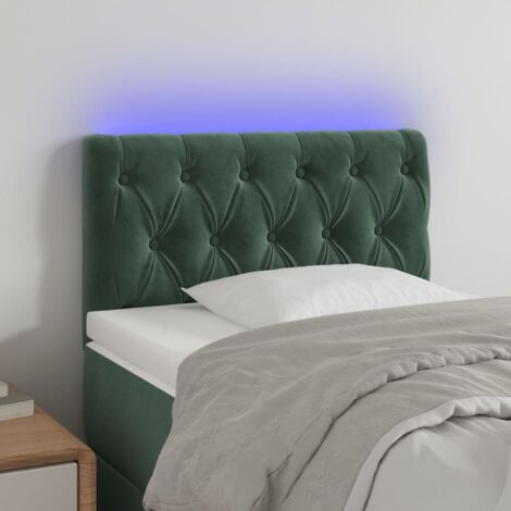 vidaXL Tête de lit à LED Vert foncé 80x7x78/88 cm Velours (1/5)