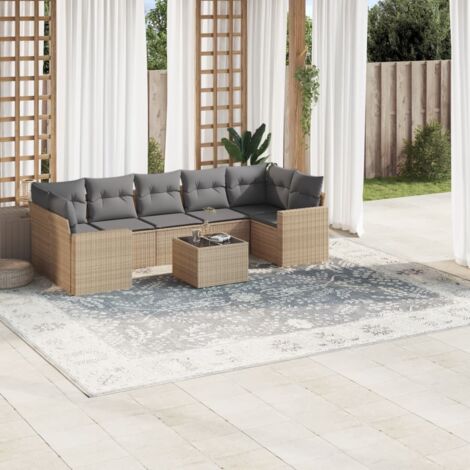 Salon de jardin avec coussins 8 pcs beige résine tressée vidaXL (1/3)