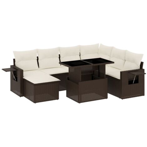 vidaXL Salon de jardin 8 pcs avec coussins marron résine tressée (1/5)