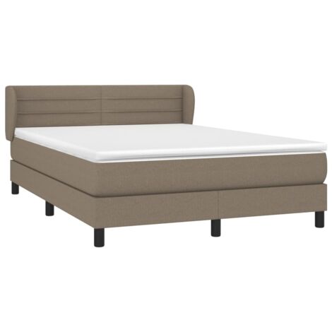 vidaXL Sommier à lattes de lit avec matelas Taupe 140x200 cm Tissu (1/5)
