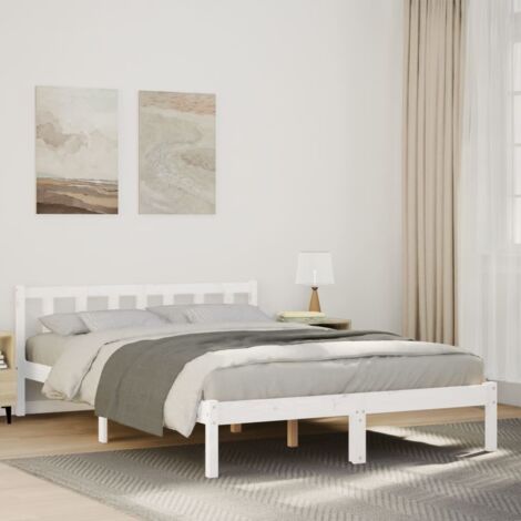 Cadre de lit extra long sans matelas 160x220 cm bois massif pin vidaXL (1/5)