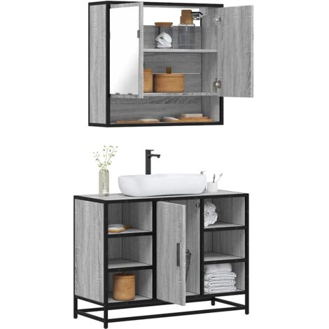 Ensemble de meubles de salle de bain 2 pcs Sonoma gris vidaXL