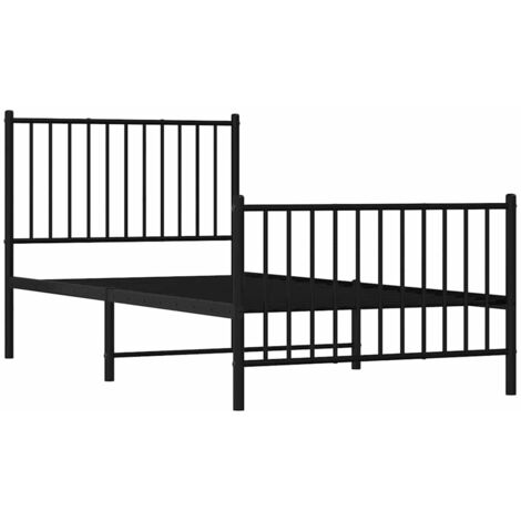 Cadre de lit métal sans matelas avec pied de lit noir 90x190 cm vidaXL (1/5)