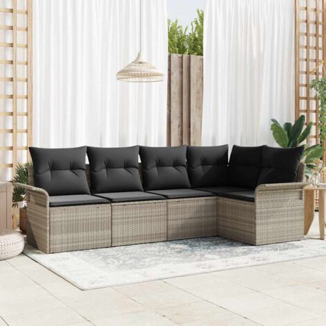 Ensemble de canapé de jardin avec coussin 5 pcs polyrotin vidaXL (1/5)