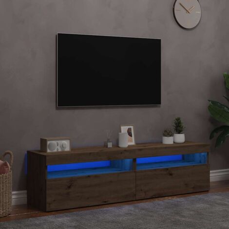 vidaXL TV Cabinets with LED Lights 2 pcs Artisan Oak Engineered Wood (1/5)