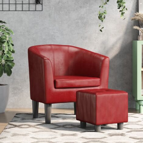 Fauteuil avec repose-pied rouge bordeaux similicuir vidaXL
