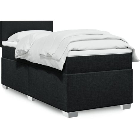 vidaXL Sommier à lattes de lit avec matelas Noir 90x200 cm Tissu
