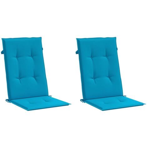 Coussins de chaise de jardin à dossier haut lot de 2 bleu tissu vidaXL