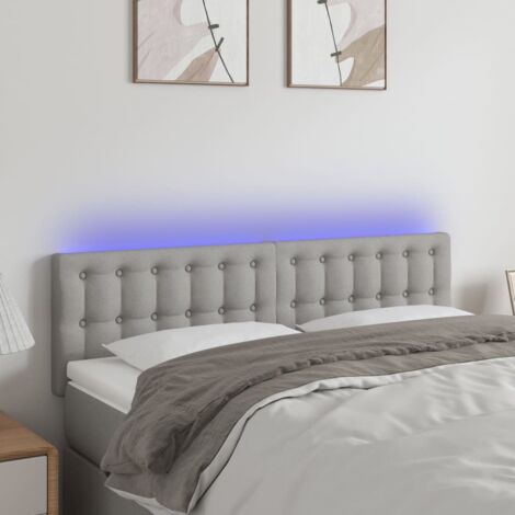 Tête de lit à LED Gris clair 144x5x78/88 cm Tissu vidaXL