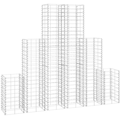 Vidaxl – Lot de 6 gabions en acier galvanisé 25x25x50/100/150 cm – Capacité de charge 1400 kg/m³ – Assemblage facile pour murs de soutènement