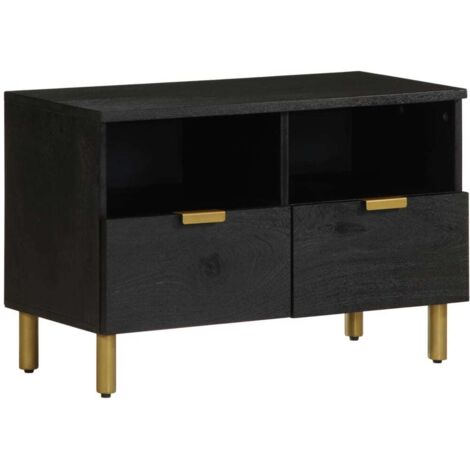 vidaXL Meuble TV noir 70x33x46 cm bois d'ingénierie (1/5)