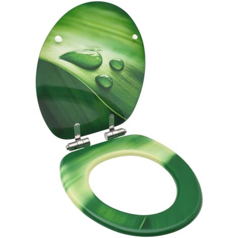 vidaXL Siège WC Couvercle fermeture en douceur MDF Vert Gouttes d'eau