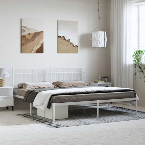Cadre de lit métal sans matelas et tête de lit blanc 183x213 cm vidaXL (1/5)