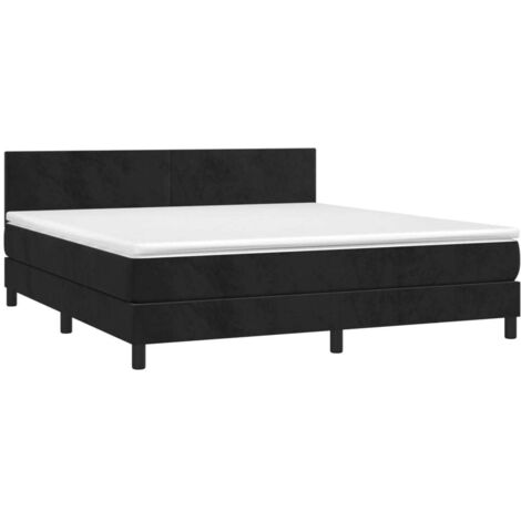 Sommier à lattes de lit avec matelas Noir 180x200 cm Velours vidaXL (1/5)