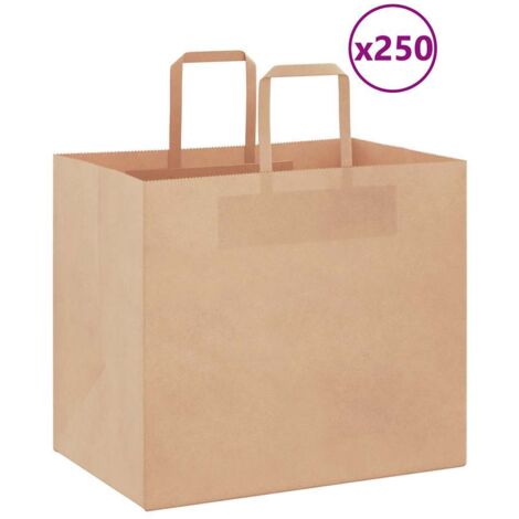 Sacs en papier 250 pcs avec poignées marron 32x22x28 cm vidaXL