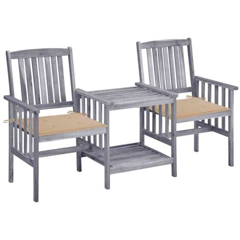vidaXL Chaises de jardin avec table à thé et coussins Acacia solide (1/5)