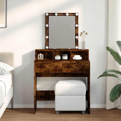 Coiffeuse avec LED chêne fumé 80x41x144,5 cm vidaXL (1/5)