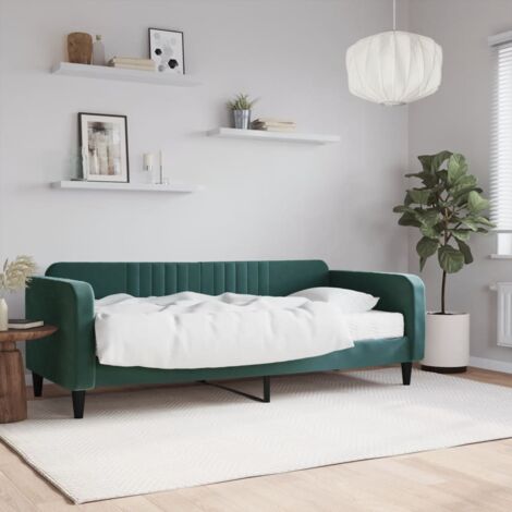 Lit de jour avec matelas vert foncé 90x200 cm velours vidaXL