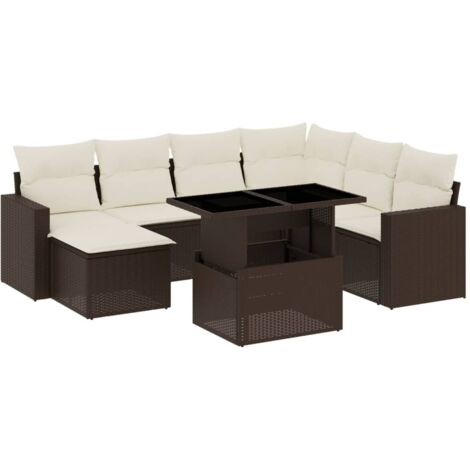 vidaXL Salon de jardin 8 pcs avec coussins marron résine tressée (1/5)