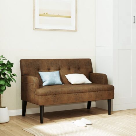 Vidaxl – Banquette avec dossier en similicuir daim – Dimensions 112x65,5x75 cm – Pieds en bois massif – Confort optimal pour intérieur