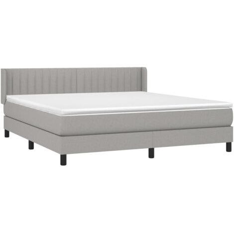 vidaXL Sommier à lattes de lit avec matelas Gris clair 180x200cm Tissu (1/5)