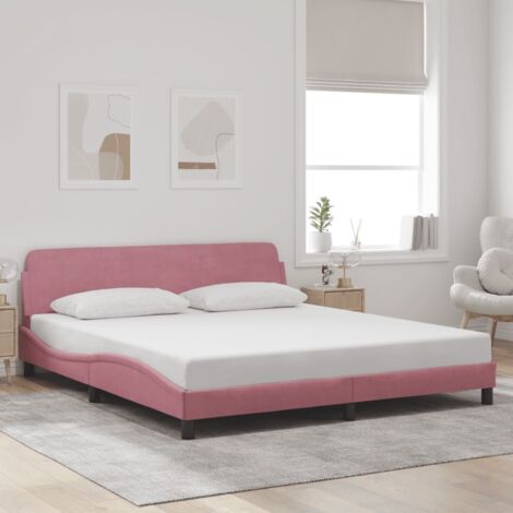 Cadre de lit avec tête de lit Dover rose 180x200cm velours vidaXL (1/5)