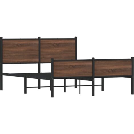 Cadre de lit en métal sans matelas chêne marron 140x190 cm vidaXL (1/5)