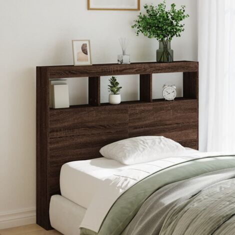 Armoire tête de lit avec LED chêne marron 120x17x102 cm vidaXL