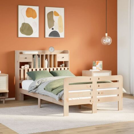 Lit bibliothèque sans matelas 135x190 cm bois de pin massif vidaXL (1/5)