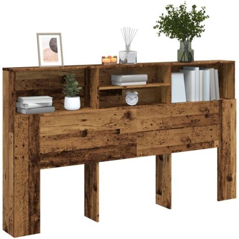 Vidaxl – Armoire de tête de lit vieux bois 180x19x103,5 cm – Grand espace de rangement avec 4 compartiments – Facile à entretenir