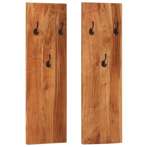 Porte-manteaux muraux 2 pcs 36x3x110 cm Bois d'acacia massif vidaXL