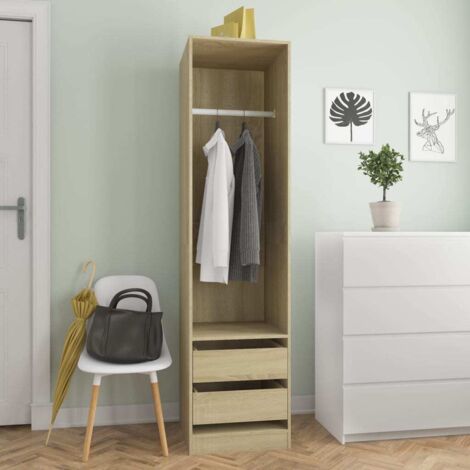 Vidaxl – Garde-robe enfant chêne sonoma 2 tiroirs – 50 x 50 x 200 cm – Compartiment ouvert avec tringle – Bois d'ingénierie durable
