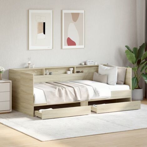 Lit de jour avec tiroirs sans matelas chêne sonoma 90x200 cm vidaXL