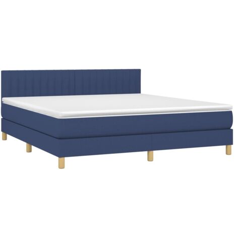 Sommier à lattes de lit avec matelas Bleu 160x200 cm Tissu vidaXL (1/5)