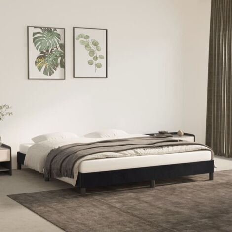 Cadre de lit sans matelas noir 180x200 cm velours vidaXL (1/6)