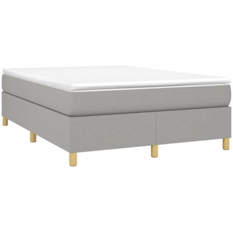 Vidaxl – Cadre de lit à ressorts gris clair 140x190 cm – Tissu polyester respirant – Pieds en bois d'ingénierie – Lattes en contreplaqué pour soutien (1/5)
