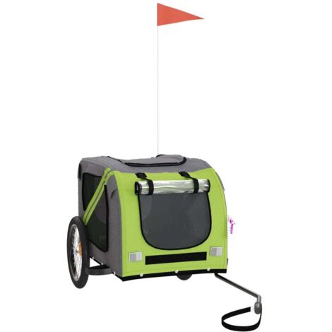 Remorque de vélo pour animaux de compagnie vert et gris vidaXL