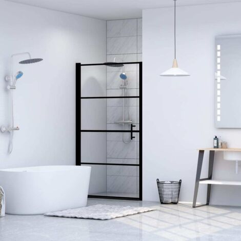 Vidaxl – Porte de douche en verre trempé 81x195 cm – Cadre noir en aluminium – Épaisseur 5 mm – Poignée en acier inoxydable – Installation facile (1/6)