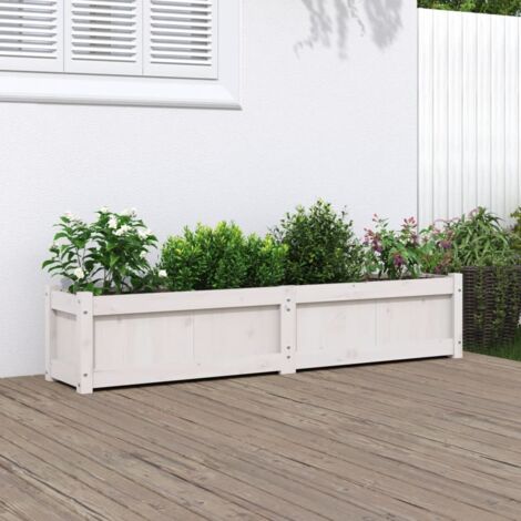 Jardinière blanc 150x31x31 cm bois massif de pin vidaXL (1/5)