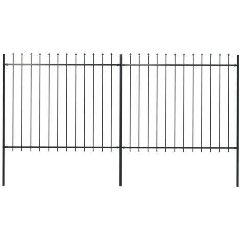 vidaXL Garden Fence with Spear Top Steel 359x150 cm Black