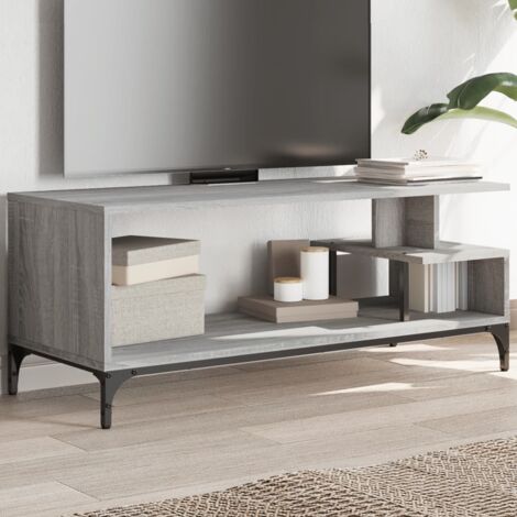 Meuble TV sonoma gris bois ingénierie et acier enduit de poudre vidaXL (1/5)