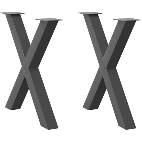 vidaXL Pieds de table à manger forme de X 2 pcs 70x(72-73) cm acier