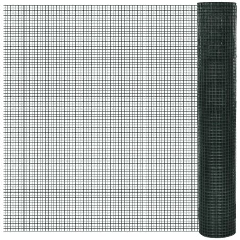 vidaXL Grillage Acier galvanisé et revêtement en PVC 25 x 1 m Vert