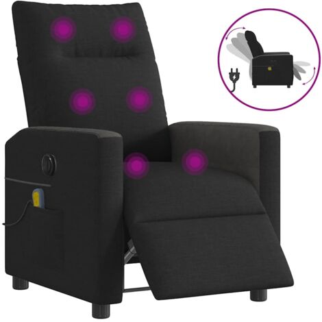 vidaXL Fauteuil de massage inclinable électrique Noir Tissu