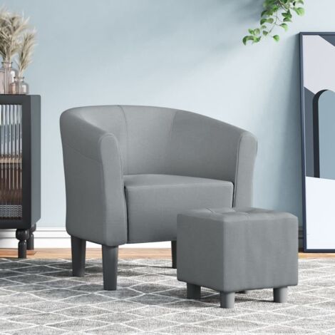 vidaXL Tub Chair with Footstool Light Grey Fabric