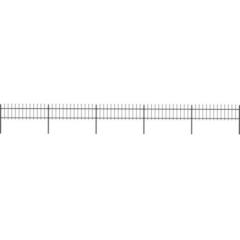 vidaXL Garden Fence with Spear Top Steel 892.5x60 cm Black
