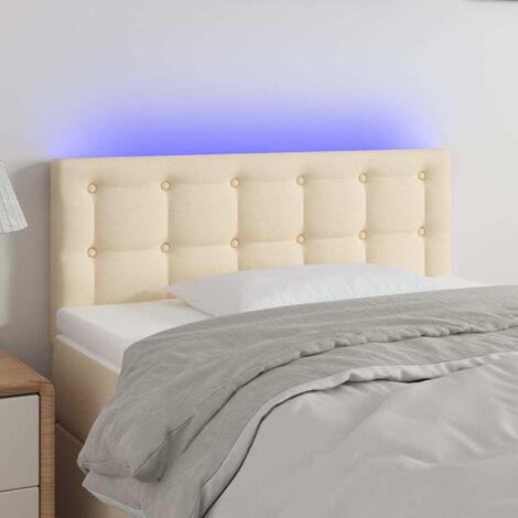 Tête de lit à LED Crème 100x5x78/88 cm Tissu vidaXL