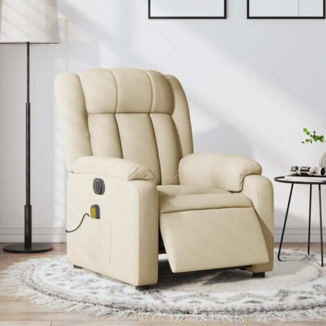 Fauteuil inclinable de massage électrique crème tissu vidaXL