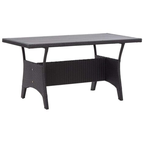 Vidaxl – Table de jardin en résine tressée noire 120x70x66 cm – Cadre en acier durable – Résistante aux intempéries – Pour repas en extérieur