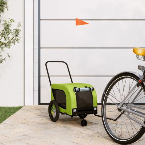 Remorque de vélo pour animaux de compagnie vert et noir vidaXL